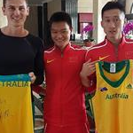 3rd day - In the hall of Hotel signing the shirt of first three in Rio (photo by Dave Smith)