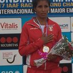 Women - Kimberly Garcia on the podium