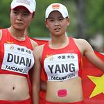 Women - 10 km junior - Le cinesi Jiayu Yang, Dandan Duan dopo l'accoppiata vincente