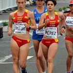 Women - 10 km junior - Margherita Crosta assieme alle due spagnole Laura Garcia-Caro (4°) e Maria Perez (9°) e alla Peruviana Jessica Hancco (18°) nella prima fase della gara  