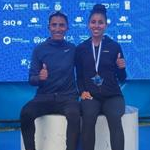 20km Women - Kimberly Garcia and her coach Andrs Choco