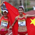 20km women - Liu Hong e Qieyanbg Shenjie festeggiano