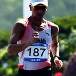 50km men - Niu Wenbin during the race