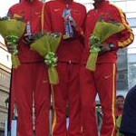 20 km men - Chen Ding, Wang Zhen and Cai Zelin on the podium