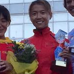 20 km women - Qieyang Shenje, Liu Hong and Erica de Sena on the podium