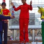 20 km women - Qieyang Shenje, Liu Hong and Erica de Sena on the podium