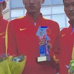 20 km men - Chen Ding, Wang Zhen and Cai Zelin on the podium