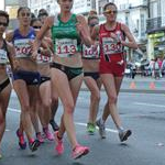 20 km women - Il gruppo delle inseguitrici di Liu Hong e Qieyang Shenjie nei primi giri; tra loro Valentina Trapletti