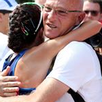 Women 20km - Antonella Palmisano celebrates with coach Patrizio Parcesepe