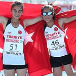 Girls race: Meryem Bekmez and Ayse Tekdal celebrate gold and silver