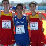 Boys race: Nicolas Fanelli (25) and Davide Marchesi (26) together with José Manuel Perez (44) and Danie Jimena (42) after the race