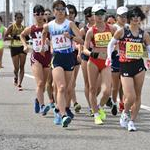 Women 20 km: Leading pack