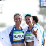 20 km women - Antonella Palmisano and Elisa Rigaudo celebrates fourth place of Palmisano (by Giancarlo Colombo per Fidal)