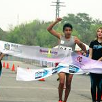 Men U20 10km: arrival of winner Cesar Cordova Fernandez